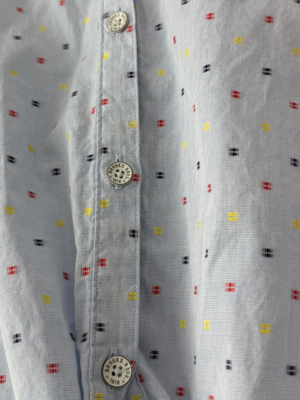 Brooks Brothers Blue Mini Print Blouse Tie Front Roll Tab Sleeve Women Size 10 - Picture 8 of 12